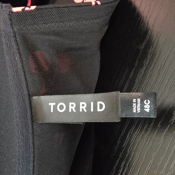 Torrid Black Pink Cherries Perfect T Front Close Boost Women's Bra 48C - Picture 3 of 4